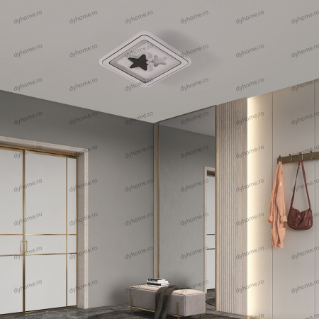 Plafoniere - Plafoniera LED patrat design alb , 3 tipuri de lumina, 98W