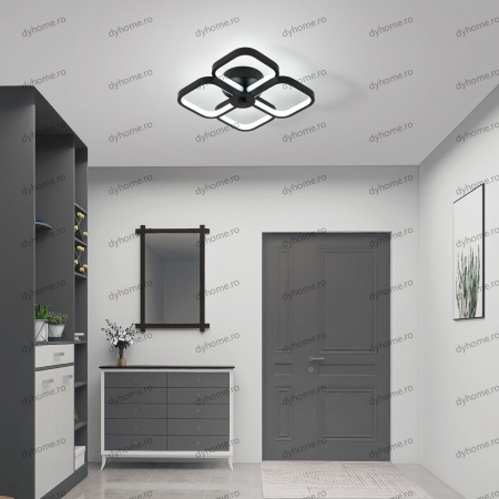 Plafoniera LED patrat design negru, 3 tipuri de lumina, 64W [1]