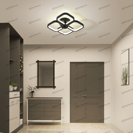 Plafoniera LED patrat design negru, 3 tipuri de lumina, 64W [2]