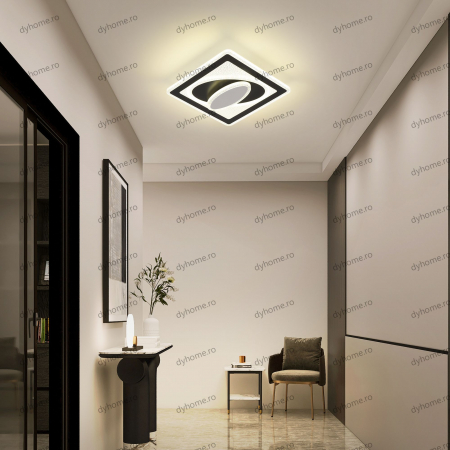 Plafoniera LED patrat design negru, 3 tipuri de lumina, 86W [2]