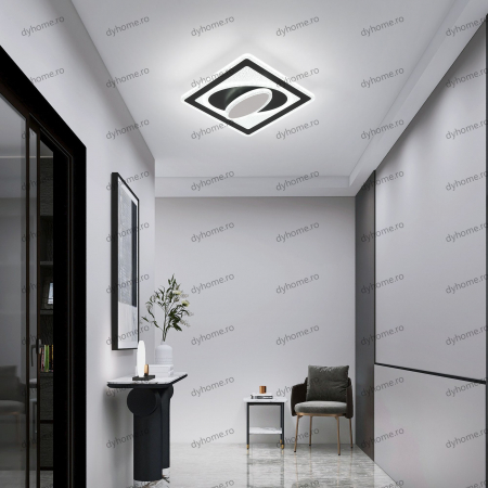 Plafoniera LED patrat design negru, 3 tipuri de lumina, 86W [1]