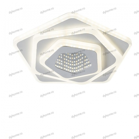 Plafoniere - Plafoniera LED pentagon 3D design, 3 tipuri de lumina, 80W