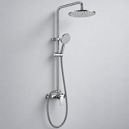 Coloana de Dus - Set duș cu coloană Odin, cap ploaie rotund 20cm, inox 304, 2 funcții, montaj perete, OD8601