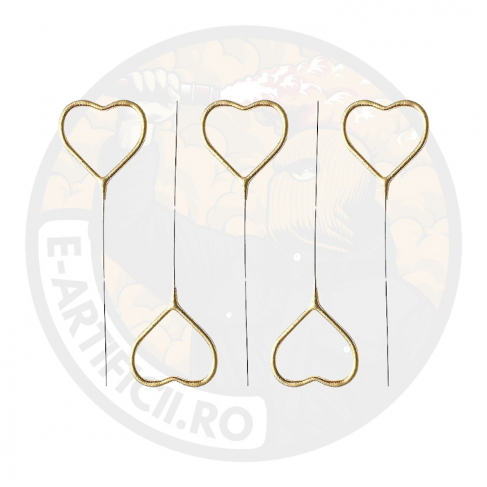 Artificii sparklers de mana aurii inima - 24*8 cm - set 5 buc [2]