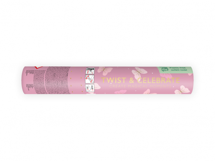 Tun confetti roz, cu fluturi roz, 20cm [2]