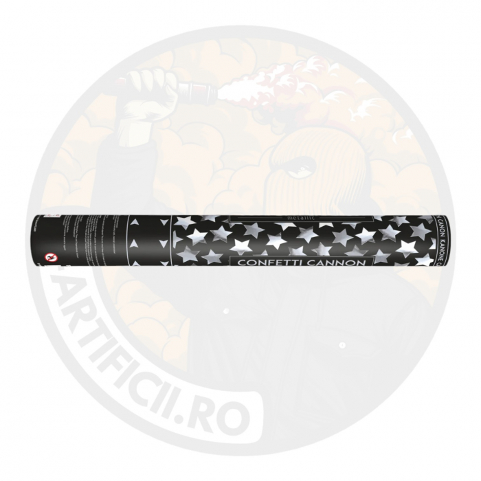 Tun de confetti cu stele, argintiu, 40cm [2]