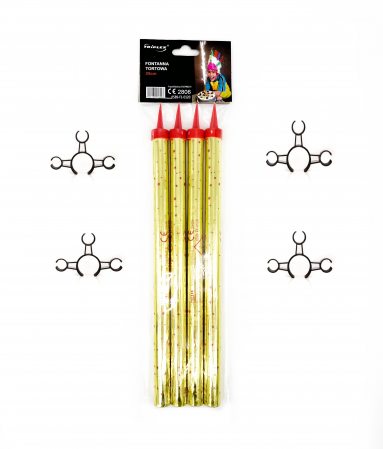 ARTICOLE DE PETRECERE - Artificii pentru sticla aurii 25 cm set 8 buc(4 artificii+4cleme)
