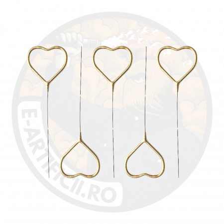 Artificii sparklers de mana aurii inima - 24*8 cm - set 5 buc [1]