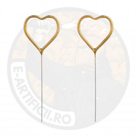 Artificii sparklers - Artificii sparklers de mana aurii inima - 24*8 cm - set 5 buc