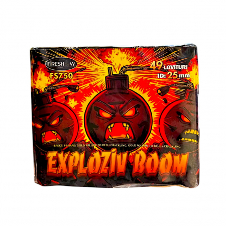 BATERII DE ARTIFICII - Baterie de Artificii EXPLOZIV Boom  49 Focuri / 25 MM CAT T1