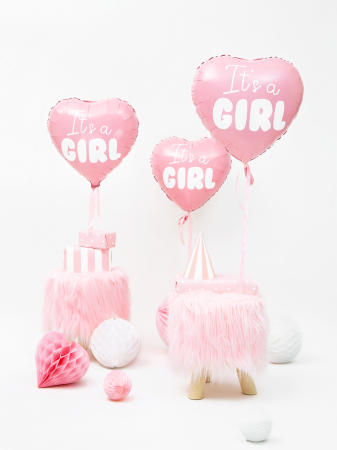 Foil Balloon Heart - It's a girl, 45 cm, roz deschis [1]