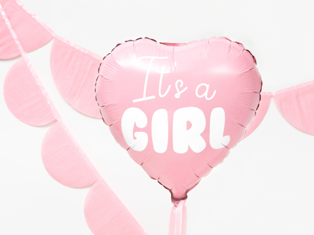 Foil Balloon Heart - It's a girl, 45 cm, roz deschis [2]