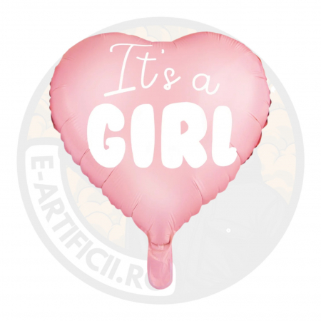 Baloane gender reveal - Foil Balloon Heart - It's a girl, 45 cm, roz deschis