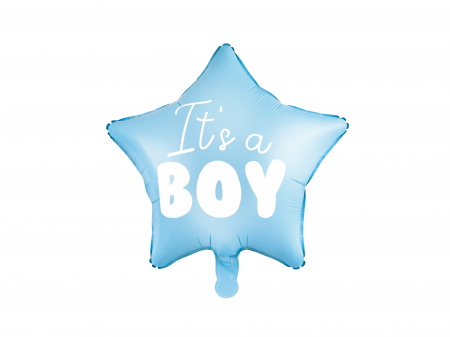 Baloane gender reveal - Balon din folie Stea - It's a boy, 48 cm, albastru deschis