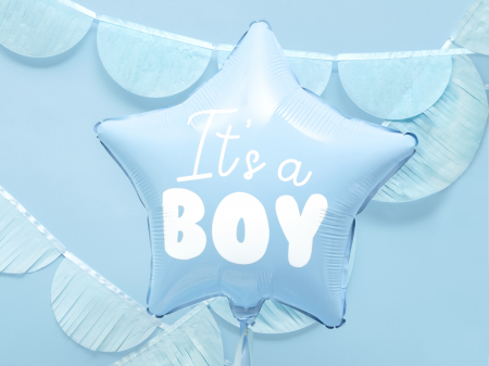Balon din folie Stea - It's a boy, 48 cm, albastru deschis [1]