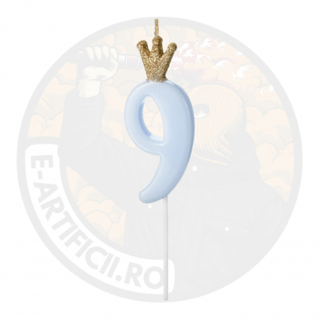 Lumanari - Lumânare cifra 9, albastru deschis, 9.5cm