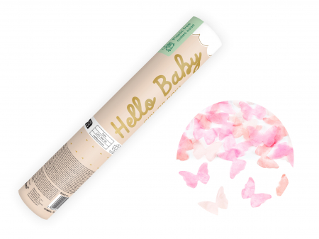 Confetti / Pudra colorata gender reveal - Tun confetti, fluturi roz, 20cm