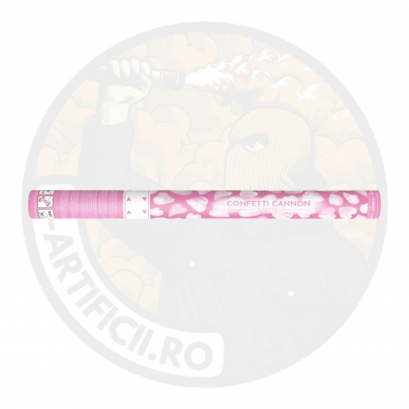 Tun de confetti cu inimi, alb, 60cm [0]