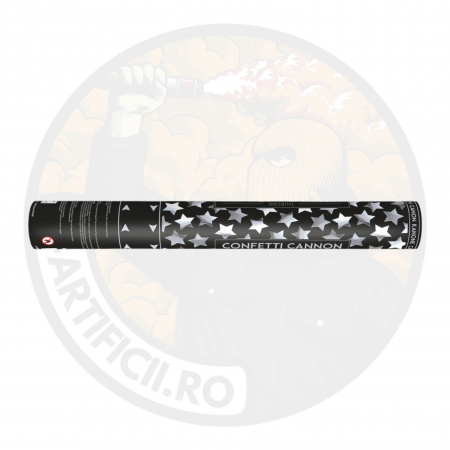 Tun de confetti cu stele, argintiu, 40cm [1]