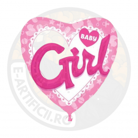 Baloane gender reveal - Balon folie gender reveal inima Baby Girl 85 x 80 cm