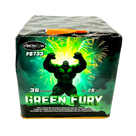TOATE PRODUSELE - Baterie de Artificii Green Fury 36 Focuri / 25 MM CAT T1