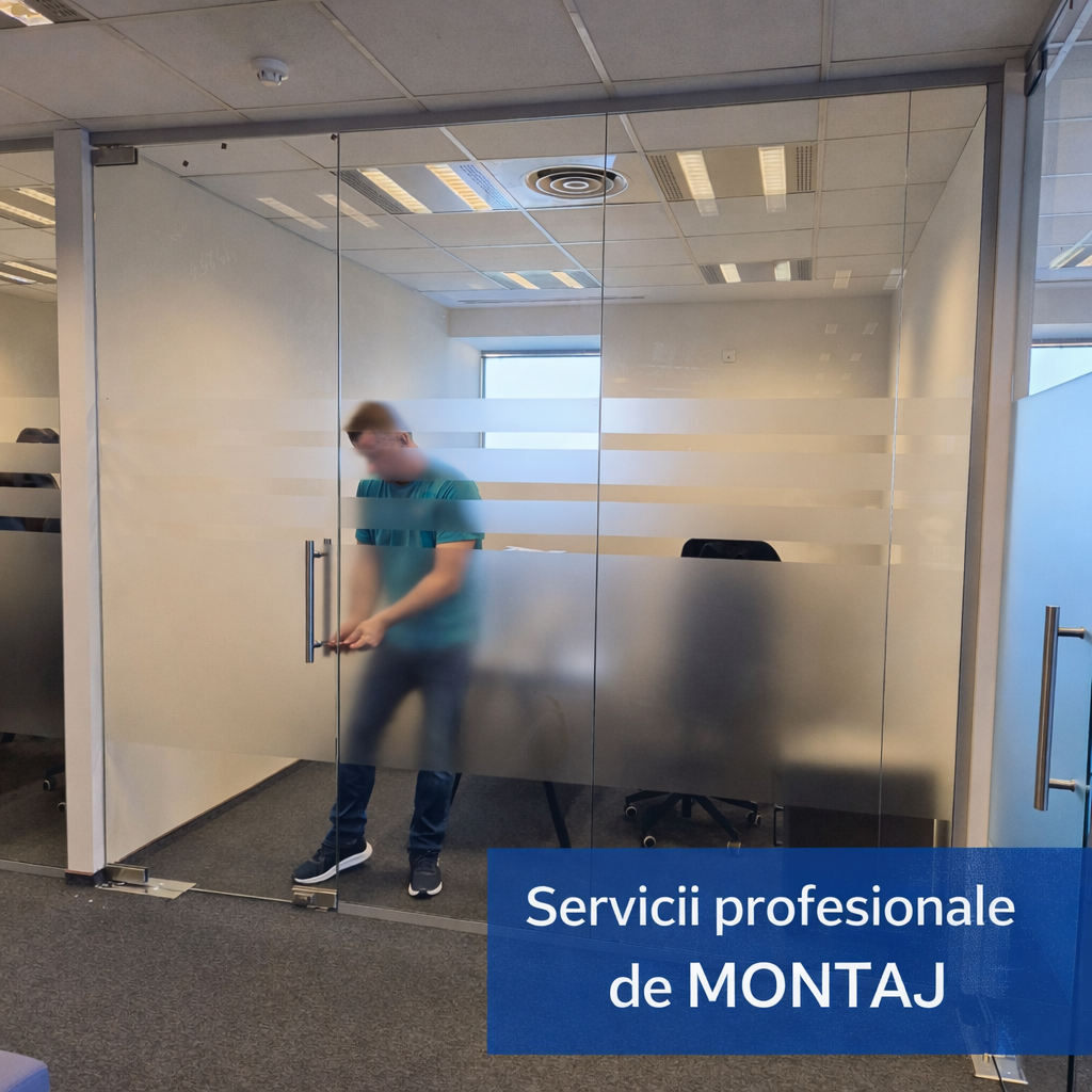 Folie sablat sticla partitii birouri