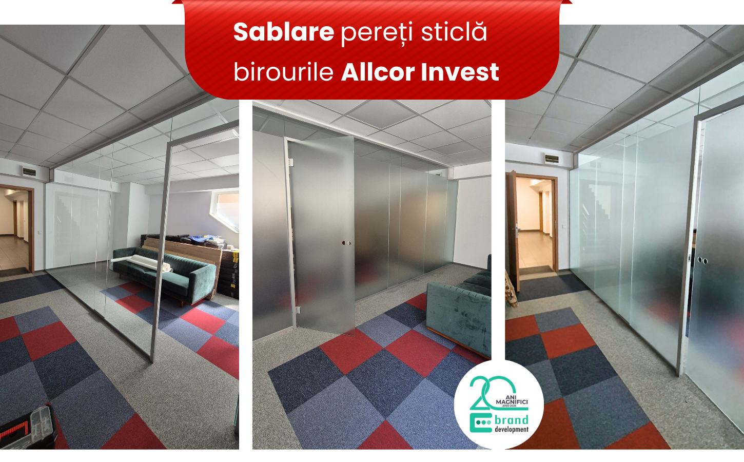 Sablare pereți din sticlă birouri Floreasca – intimitate, eleganță și design premium