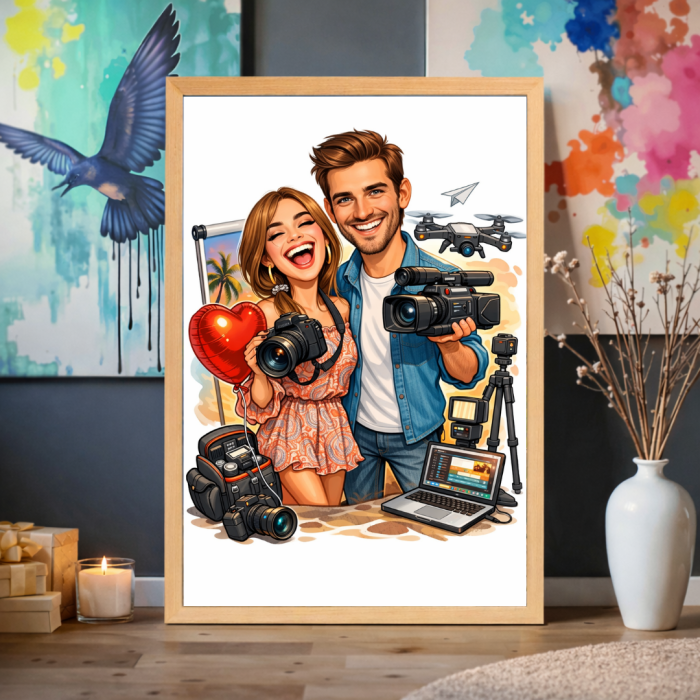 Caricaturi Digitale Personalizate în Ramă Lemn Natur [6]