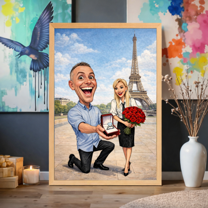 Caricaturi Digitale Personalizate în Ramă Lemn Natur [3]