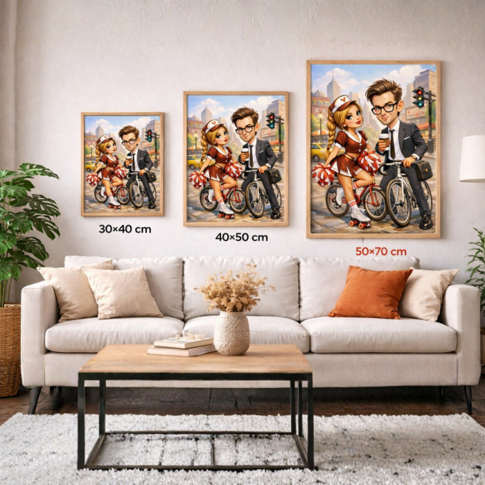 Caricaturi Digitale Personalizate în Ramă Lemn Natur [5]