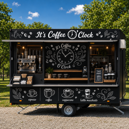 Colantări auto profesionale - Autocolant Colantare Rulotă Street Coffee – It’s Coffee O’Clock Concept