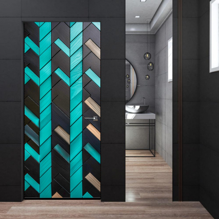 Colantari Usi - Autocolant Profesional Usa Textura Lemn Negru-Albastru UTM35
