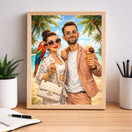 Caricaturi Digitale Personalizate în Ramă Lemn Natur [3]