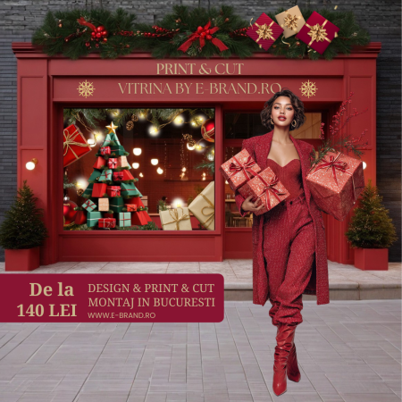 INSCRIPTIONARI VITRINE - Sticker Vitrină Crăciun – Print & Cut Decorativ Premium