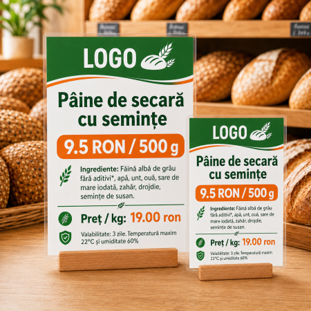 Printuri - Etichetă Laminată Preț pentru Pâine și Panificație – 7×10 cm / 10×14 cm