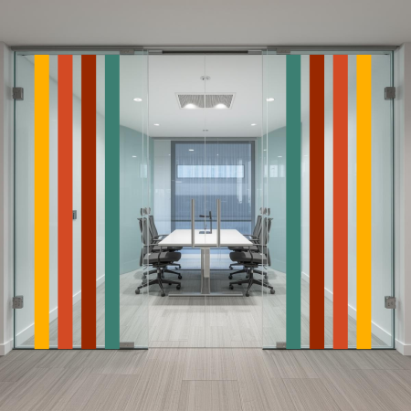 Office Elixir Capsule - Folie panouri sticlă  Orafol cu dungi colorate + laminare, set 2x (55x200 cm)