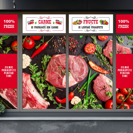 INSCRIPTIONARI VITRINE - Colantare Geamuri Magazin Carne & Fructe & Legume