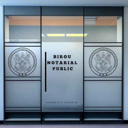 INSCRIPTIONARI VITRINE - Folie Sablare + Print Personalizat Birou Notarial