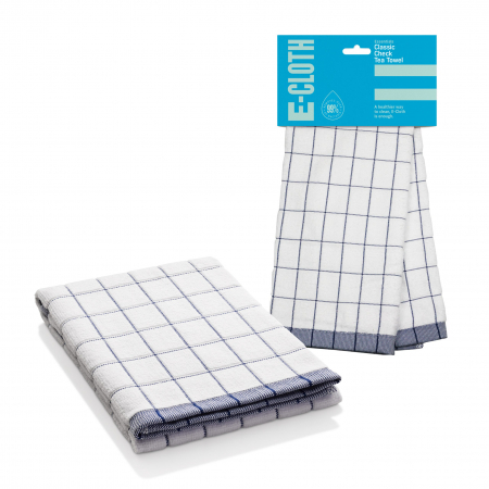 Prosop Premium E-Cloth de Bucătărie pentru Pahare, Farfurii de Porțelan, Tacâmuri, 60 x 40 cm, Alb/Albastru [1]