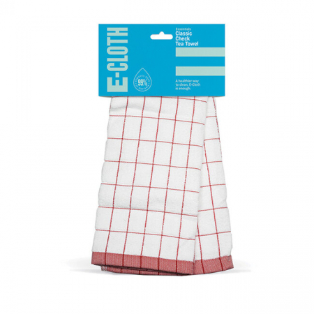 Prosop Premium E-Cloth de Bucătărie pentru Pahare, Farfurii de Porțelan, Tacâmuri, 60 x 40 cm, Alb/Roșu [2]