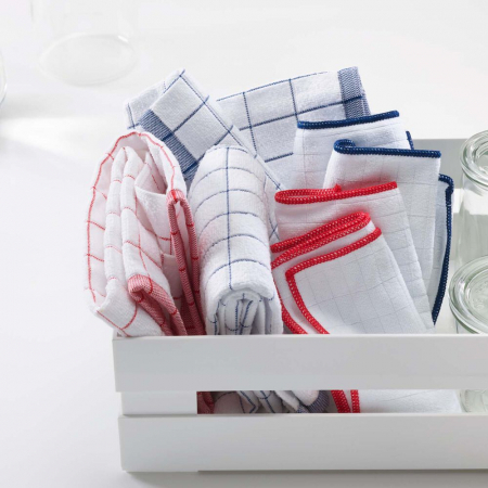 Prosop Premium E-Cloth de Bucătărie pentru Pahare, Farfurii de Porțelan, Tacâmuri, 60 x 40 cm, Alb/Roșu [5]