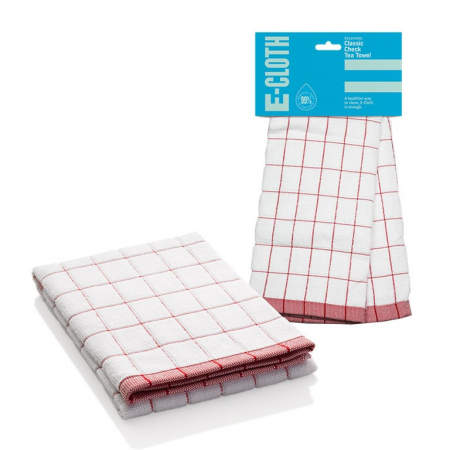 Prosop Premium E-Cloth de Bucătărie pentru Pahare, Farfurii de Porțelan, Tacâmuri, 60 x 40 cm, Alb/Roșu [1]