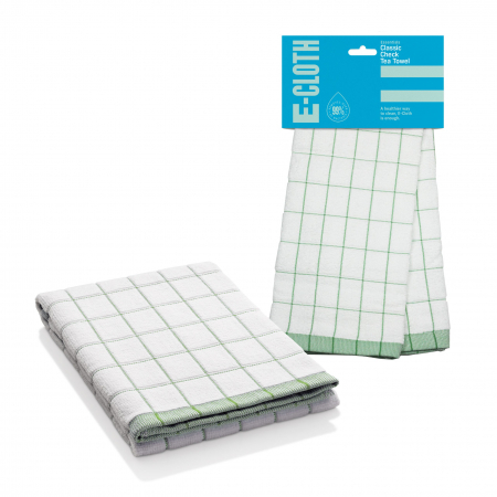Prosop Premium E-Cloth de Bucătărie pentru Pahare, Farfurii de Porțelan, Tacâmuri, 60 x 40 cm, Alb/Verde [1]