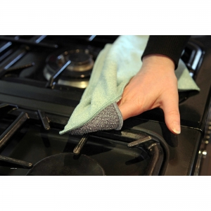 Set Două Lavete Premium E-Cloth din Microfibră pentru Curățarea Bucătăriei, Compartiment Abraziv, 32 x 32 cm [6]