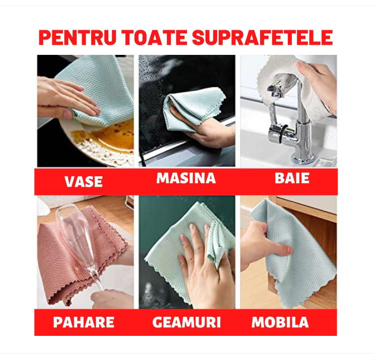 Lavetă profesională din microfibra, verde gri, 25x25 cm, pentru toate suprafețele [2]