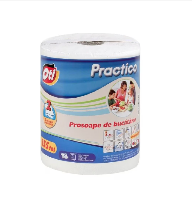 Rola Prosoape Albe Bucatarie OTI Practico, 2 Straturi, 21.5cm x 19.5m, 355 Foi/Rola [1]