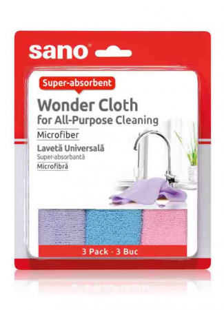 Produse de curatenie - Lavete universale microfibra, super-absorbante, Sano, 3 buc
