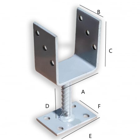 Suport metalic tip „U” cu talpă pentru fixare stâlpi [1]
