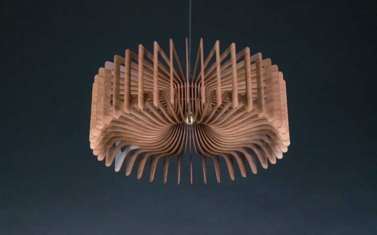 Candelabru din Lemn în Stil Scandinavian – Plafonieră Modernă Suspendată pentru Iluminat Interior Elegant [4]