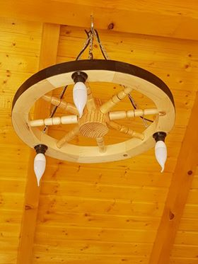 Lustra rustica din lemn 50 cm 3 dulii e14 [2]
